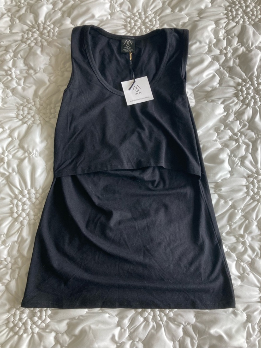 MLM maternity nursing tank Black Layered NWT